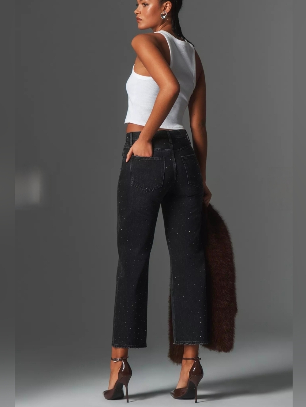 Pistola Lexi Embellished Midrise Bowed Straight Jeans Size 26 NWT Silver Screen